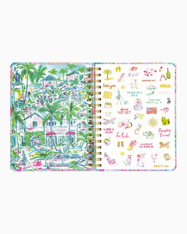 Office Supplies & Stationery^Lilly Pulitzer 2023-2024 17 Month Large Agenda Celestial Blue Cay To My Heart