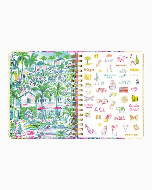 Office Supplies & Stationery^Lilly Pulitzer 2023-2024 17 Month Large Agenda Oyster Bay Navy Always Be Blooming