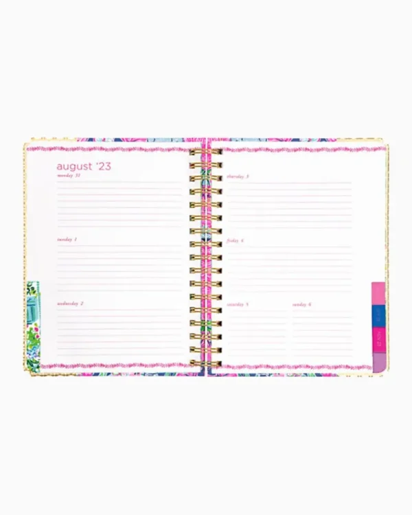 Office Supplies & Stationery^Lilly Pulitzer 2023-2024 17 Month Large Agenda Oyster Bay Navy Always Be Blooming
