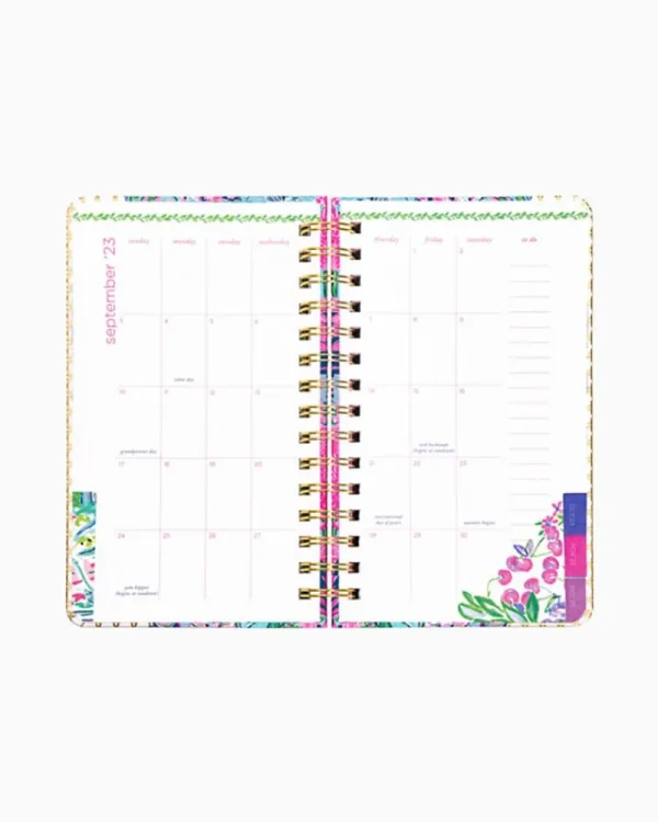 Office Supplies & Stationery^Lilly Pulitzer 2023-2024 17 Month Medium Agenda Oyster Bay Navy Always Be Blooming