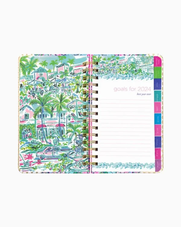 Office Supplies & Stationery^Lilly Pulitzer 2023-2024 17 Month Medium Agenda Oyster Bay Navy Always Be Blooming