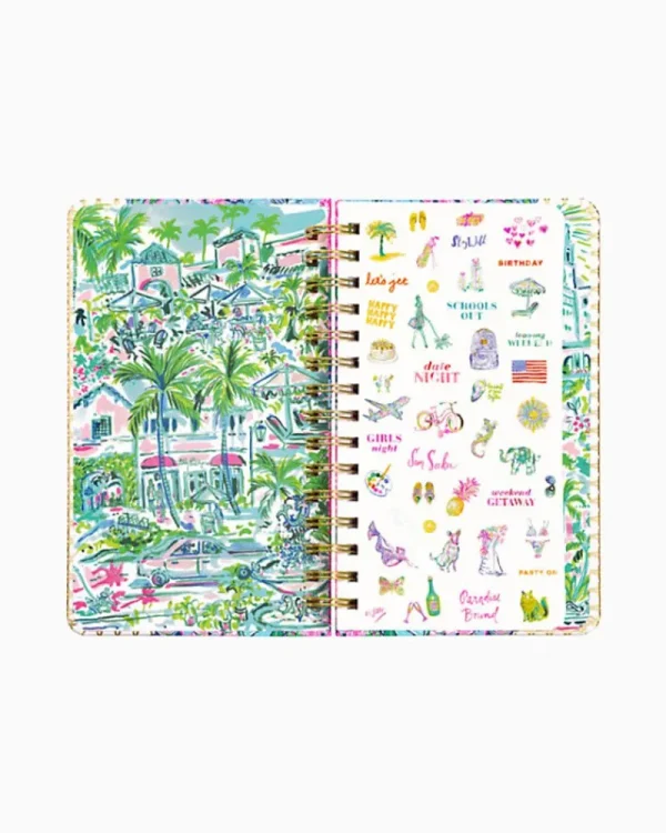 Office Supplies & Stationery^Lilly Pulitzer 2023-2024 17 Month Medium Agenda Oyster Bay Navy Always Be Blooming