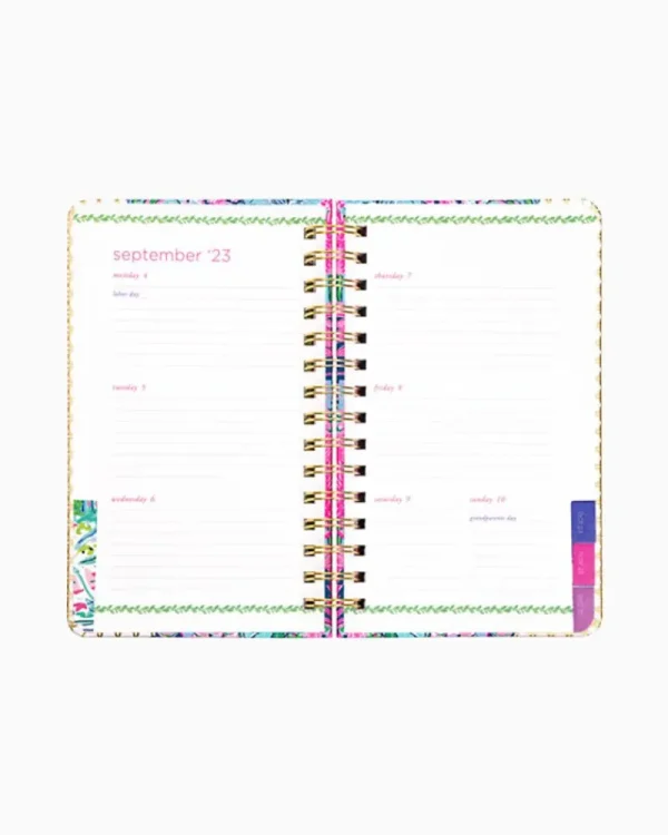 Office Supplies & Stationery^Lilly Pulitzer 2023-2024 17 Month Medium Agenda Oyster Bay Navy Always Be Blooming