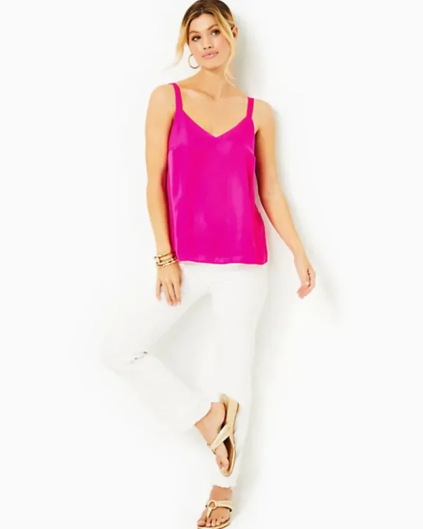 Tops^Lilly Pulitzer Nadia Satin Cami Pink Palms