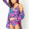 Swim^Lilly Pulitzer Natalie Shirtdress Cover-Up Blue Rhapsody Orchid You Not