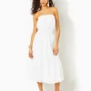 Dresses^Lilly Pulitzer Nikole Strapless Eyelet Midi Dress Resort White Tidepool Eyelet