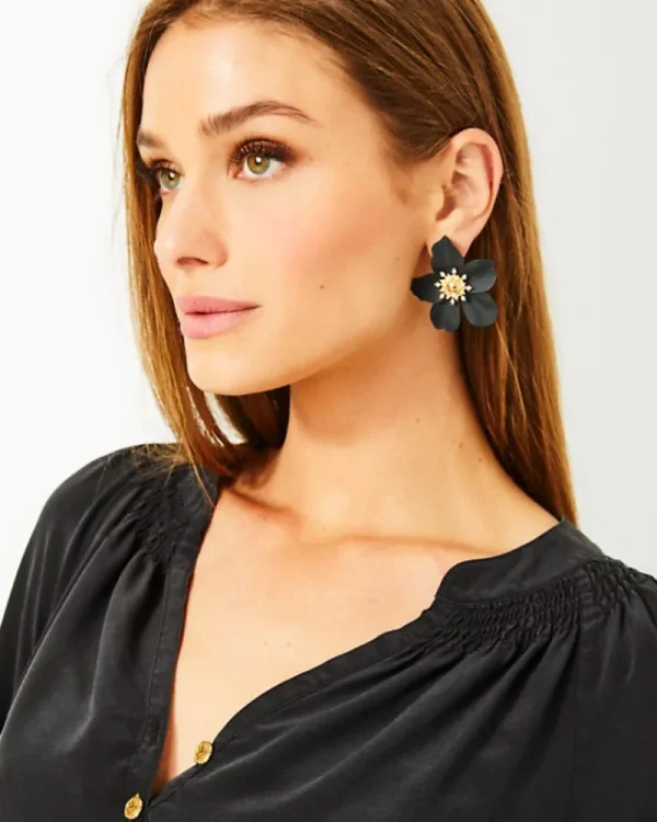 Jewelry^Lilly Pulitzer Oversized Orchid Earrings Onyx