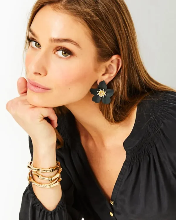 Jewelry^Lilly Pulitzer Oversized Orchid Earrings Onyx