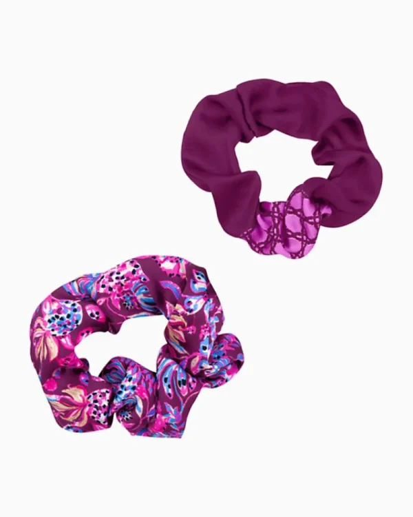 Hats & Hair^Lilly Pulitzer Oversized Scrunchie Set Amarena Cherry Tropical With A Twist