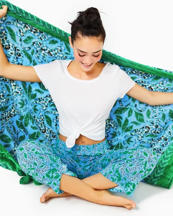 Home Decor^Lilly Pulitzer Paradise Blanket Bon Bon Blue Leapin Leopards Engineered Blanket