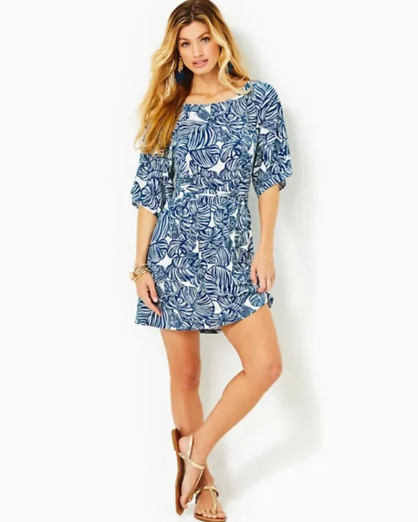 Rompers & Jumpsuits^Lilly Pulitzer Parigi Boat Neck Romper Aegean Navy Beach Path