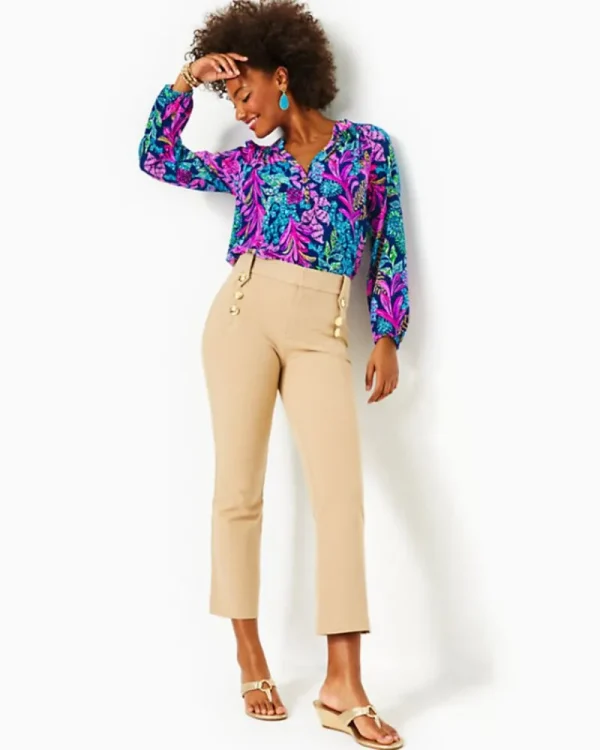 Bottoms^Lilly Pulitzer 27" Parrish Bi-Stretch Crop Flare Pant Evening Sand