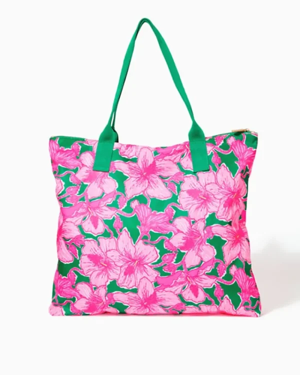 Bags^Lilly Pulitzer Piper Packable Tote Kelly Green Hibis Kiss