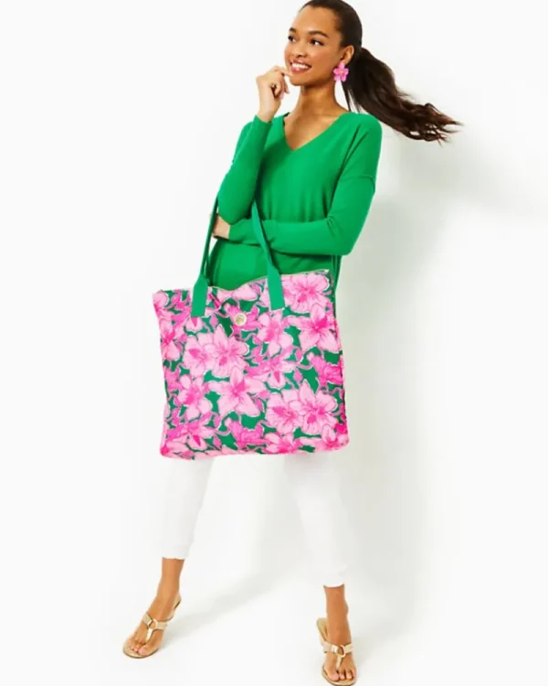 Bags^Lilly Pulitzer Piper Packable Tote Kelly Green Hibis Kiss