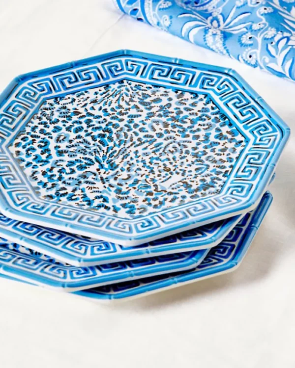 Tabletop^Lilly Pulitzer Printed Melamine Appetizer Plate Variety Set Resort White Twisted Up Engineered Plate