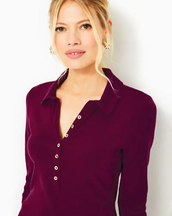 Tops^Lilly Pulitzer Reema Polo Top Amarena Cherry