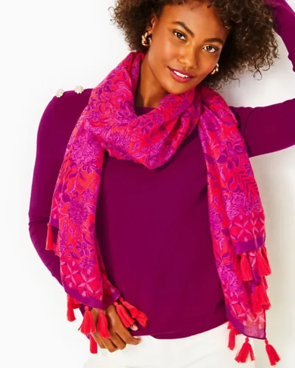 Scarves & Wraps^Lilly Pulitzer Resort Scarf Amaryllis Red Secret Hideaway Engineered Resort Scarf