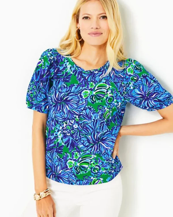 Tops^Lilly Pulitzer Rhett Top Abaco Blue In Turtle Awe