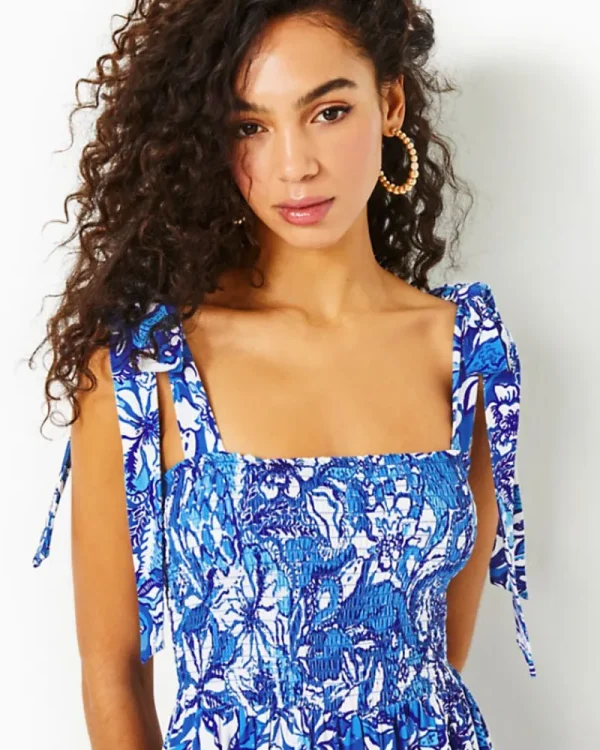 Rompers & Jumpsuits^Lilly Pulitzer Rivera Romper Blue Tang Flocking Fabulous