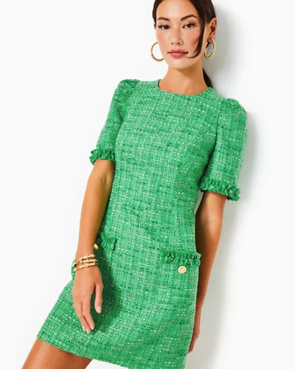 Dresses^Lilly Pulitzer Ryner Boucle Tweed Shift Dress Kelly Green Palm Beach Boucle