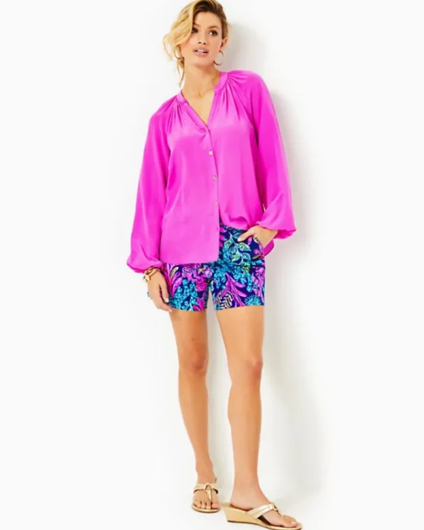 Tops^Lilly Pulitzer Saige Silk Top Orchid Oasis