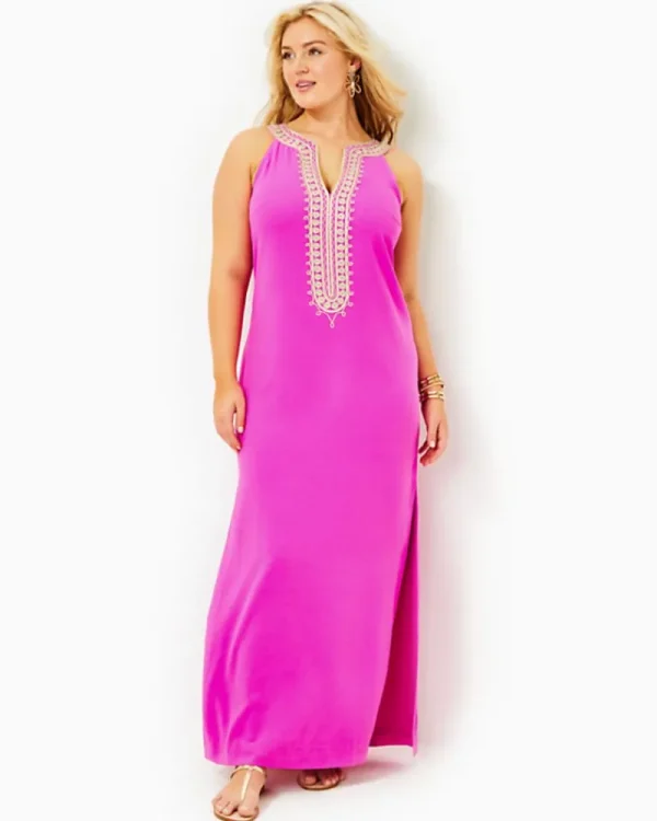 Dresses^Lilly Pulitzer Sandrah Embroidered Maxi Shift Dress Wild Fuchsia