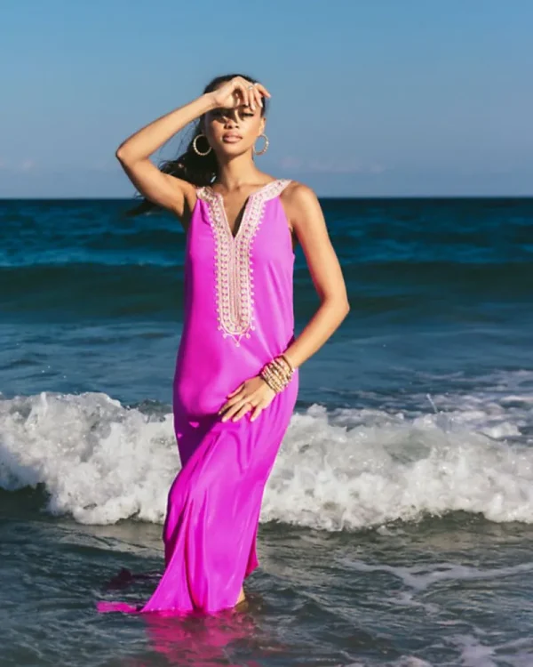 Dresses^Lilly Pulitzer Sandrah Embroidered Maxi Shift Dress Wild Fuchsia
