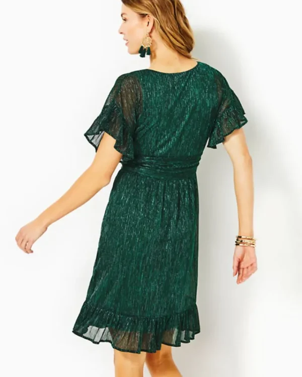 Dresses^Lilly Pulitzer Sinclare Dress Evergreen Metallic Knit Crinkle