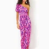 Dresses^Lilly Pulitzer Solana One-Shoulder Maxi Dress Havana Pink Turtle Tidepool Engineered Knit Dress