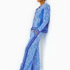 Bottoms^Lilly Pulitzer 33" Solay Silk Palazzo Pant Abaco Blue Have It Both Rays Engineered Pant