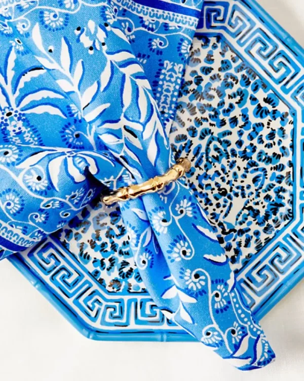 Tabletop^Lilly Pulitzer Square Bamboo Napkin Rings Gold Metal