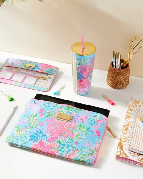 Office Supplies & Stationery^Lilly Pulitzer Three Ring Binder Gold Metallic Safari Sangria