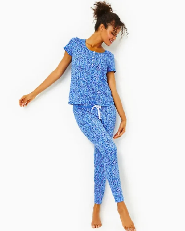 Pajamas^Lilly Pulitzer 28" Tinsely Pajama Knit Pant Abaco Blue Have It Both Rays