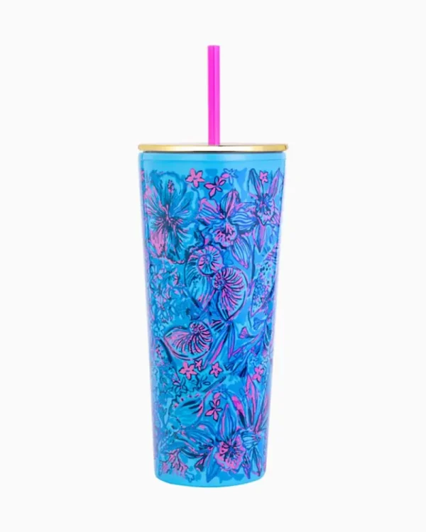 Tabletop^Lilly Pulitzer Tumbler With Straw Breakwater Blue Shells N Bells