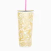 Tabletop^Lilly Pulitzer Tumbler With Straw Gold Metallic Safari Sangria