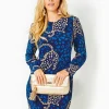 Dresses^Lilly Pulitzer Tyra Silk Dress Low Tide Navy Oversized Easy To Spot