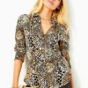 Tops^Lilly Pulitzer Upf 50+ Chillylilly Marlena Button Down Top Rattan Walk On The Wild Side