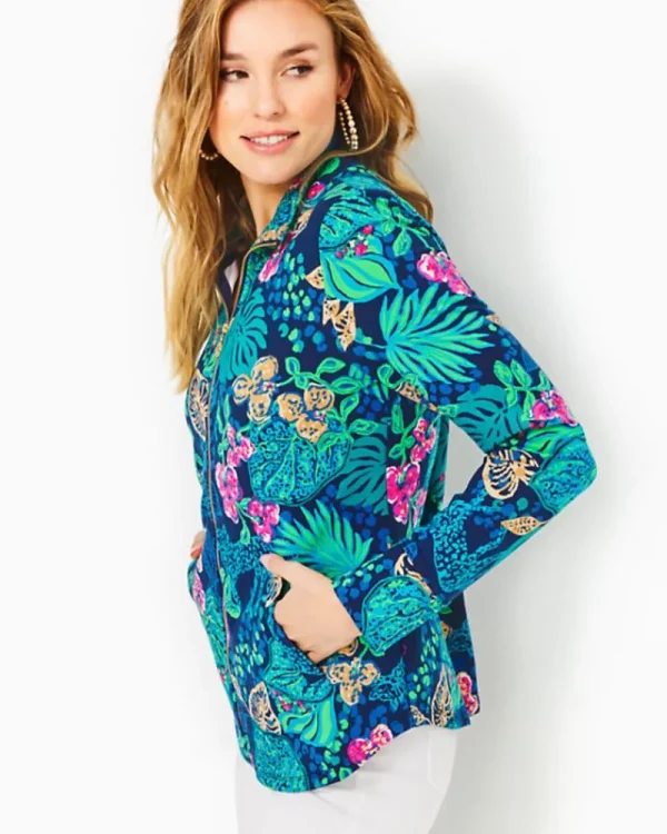 Loungewear^Lilly Pulitzer Upf 50+ Leona Zip-Up Jacket Low Tide Navy Life Of The Party