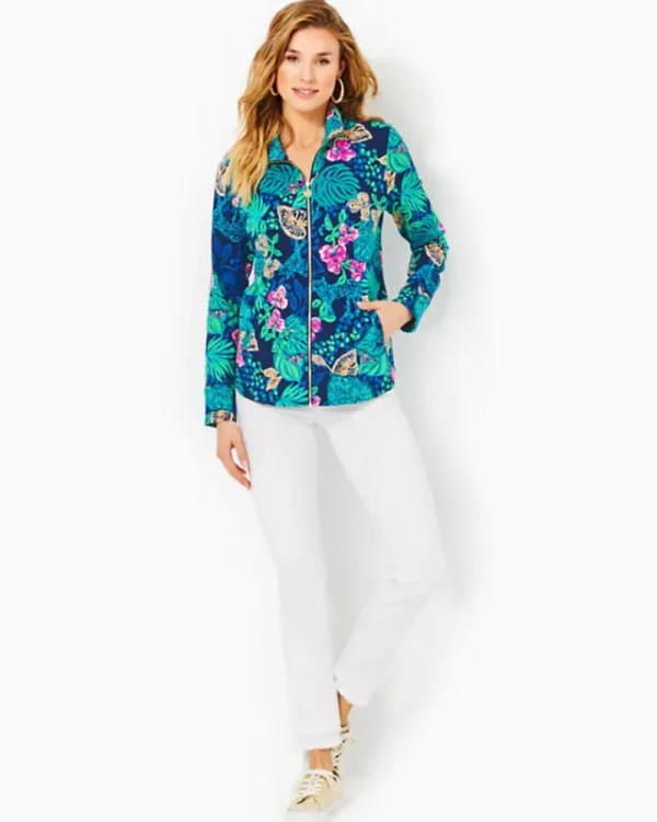 Loungewear^Lilly Pulitzer Upf 50+ Leona Zip-Up Jacket Low Tide Navy Life Of The Party