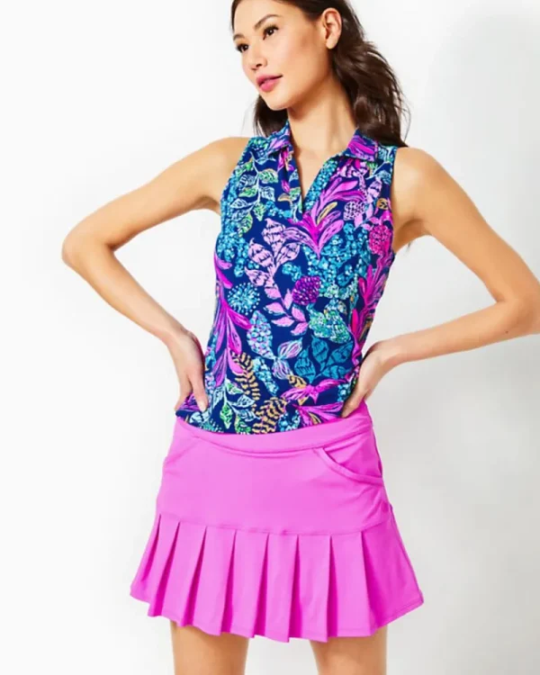 Activewear^Lilly Pulitzer Upf 50+ Luxletic Alister Polo Top Aegean Navy Calypso Coast