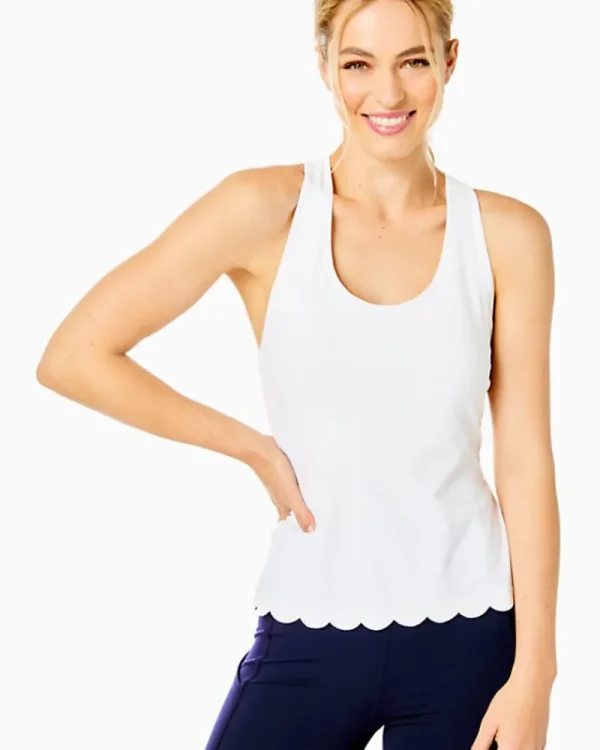 Activewear^Lilly Pulitzer Upf 50+ Luxletic Claralee Scallop Bra Tank Top Resort White