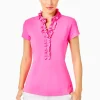 Activewear^Lilly Pulitzer Upf 50+ Luxletic Frida Ruffle Polo Top Pink Isle