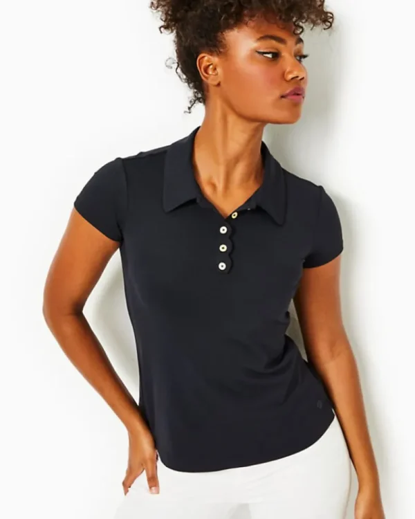 Activewear^Lilly Pulitzer Upf 50+ Luxletic Frida Scallop Polo Top Onyx