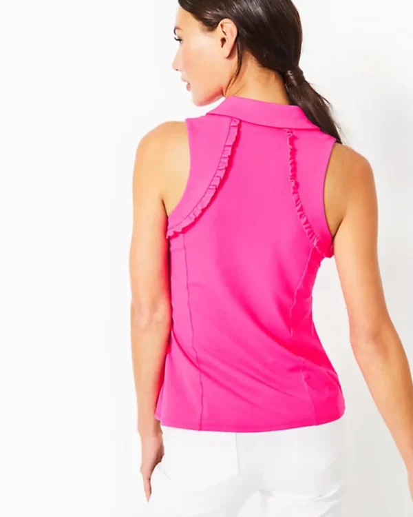 Activewear^Lilly Pulitzer Upf 50+ Luxletic Martina Polo Top Pink Palms