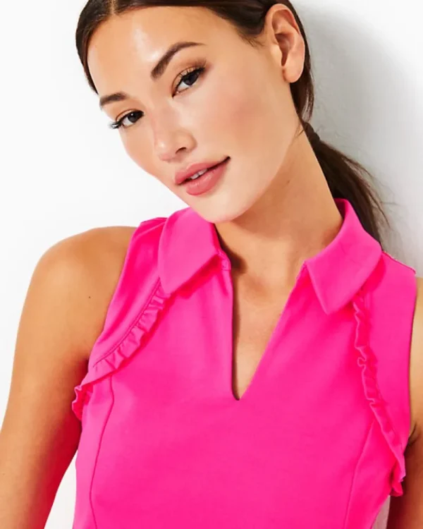 Activewear^Lilly Pulitzer Upf 50+ Luxletic Martina Polo Top Pink Palms