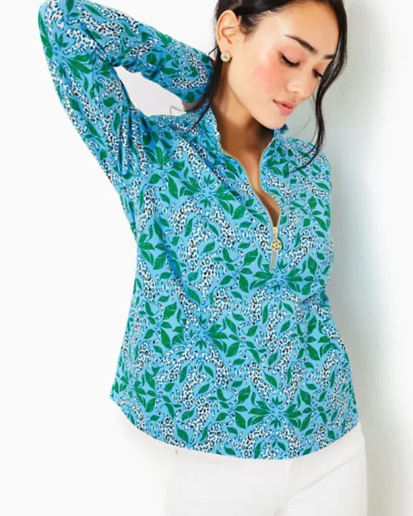 Loungewear^Lilly Pulitzer Upf 50+ Melena Popover Bon Bon Blue Leapin Leopards