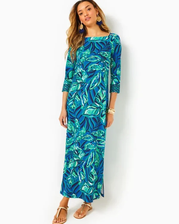 Dresses^Lilly Pulitzer Upf 50+ Seralina Chillylilly Maxi Dress Indigo Breeze Shady Gators Engineered Chillylilly