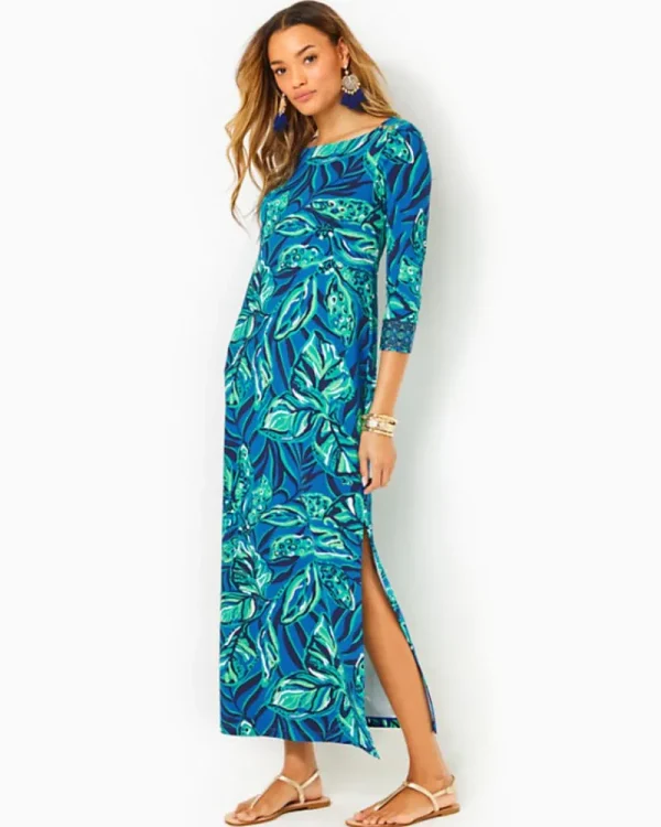 Dresses^Lilly Pulitzer Upf 50+ Seralina Chillylilly Maxi Dress Indigo Breeze Shady Gators Engineered Chillylilly