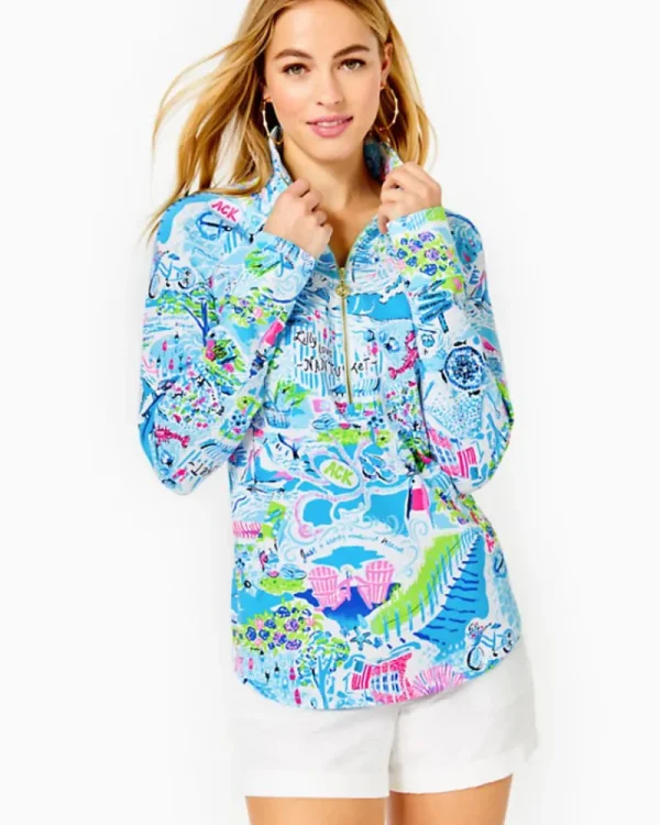 Outerwear^Lilly Pulitzer Upf 50+ Skipper Popover Whisper Blue Lilly Loves Nantucket