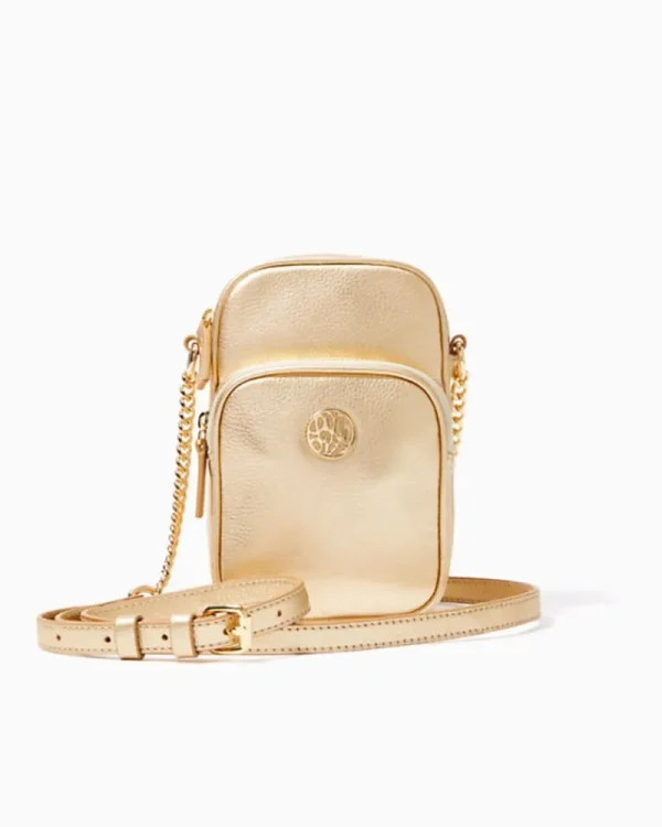 Bags^Lilly Pulitzer Walsh Phone Crossbody Bag Gold Metallic